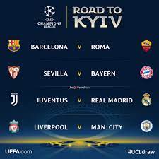 Uefa champions league draws (live updates) the draws for the quarterfinal and semifinal of the 2020/21 ucl competition takes place by 12 noon. Champions League Quarter Final Draw Liveonscore Com