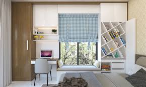 bedroom with study table design for