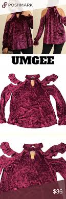 Nwt Umgee Velvet Cold Shoulder Swing Tunic A12 Magenta