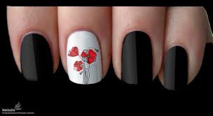 red poppies anzac day nail art decal
