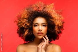 afro hair glamour makeup stock photo