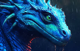 wallpaper rain blue water dragon