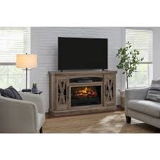 Stylewell Concours 62 In Freestanding Electric Fireplace Tv Stand In Rustic Oak With Natural Finish