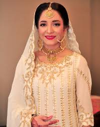 white kundan nikkah wedding dress