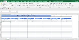 Dues Subscription Tracker Biz Excel Templates