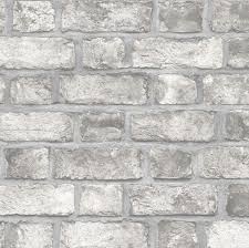 Old Gray Brick Wall Wallpaper Faux