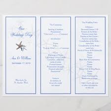 Starfish Couple Tri Fold Wedding Program Template