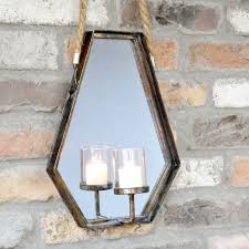 wall hanging mirror candle holder