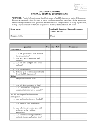 Hr Internal Control Audit Checklist