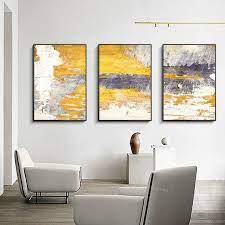 Set Of 3 Wall Art Large Abstract Purple