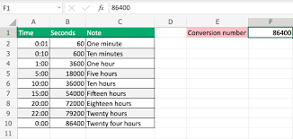 how to convert time to seconds using excel