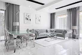 Find the perfect grey room luxury stock photo. Charming And Luxury Living Room In Gray And White With Glass Stock Photo Picture And Royalty Free Image Image 132364709
