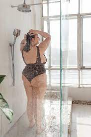 Beautiful Curvy Woman Takes Shower.