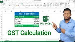 how to calculate gst in microsoft excel