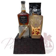 selectively single whiskey gift basket