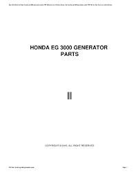 Honda Eg 3000 Generator Parts
