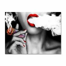 red lips smile smoking beauty woman
