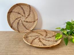 Vintage Large Round Wall Baskets With