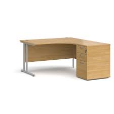 3.6 out of 5 stars Bimi Compact Oak 1400 Ergonomic Right Hand Corner Desk With 3 Drawer Desk High Pedestal Office Furniture Online Bimi