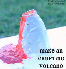 make an erupting volcano a moment in