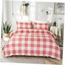Pink And White Plaid Duvet Cover