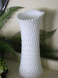 Vintage Milk Glass Vase Hobnail Swung