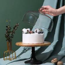 Cake Stand With Glass Cover Dome Wooden