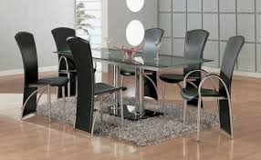 Glass Rectangular 6 Seater Dining Table Set