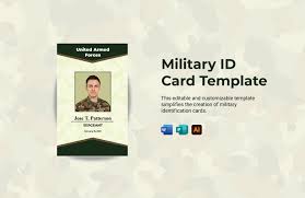 military id card template in word