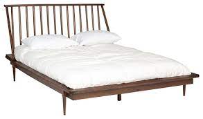 modern wood queen spindle bed walnut