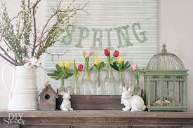 spring mantel decorating diy show off