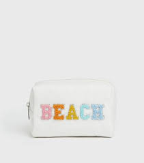white beach makeup bag new look