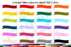 100 colorful ribbon banner clip art set