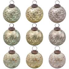 Mercury Glass Ornaments Set Of 9