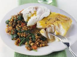smoked haddock with curried lentils