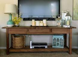 wall mounted tv with console table
