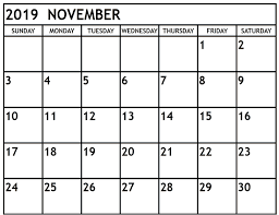 November 2019 Calendar With Holidays Us Free August 2019