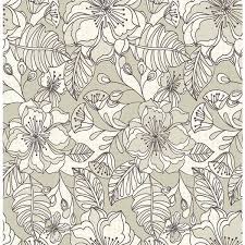 Brewster Vera Taupe Flowers Taupe