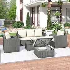 Garden Rattan Sectional Sofa Set