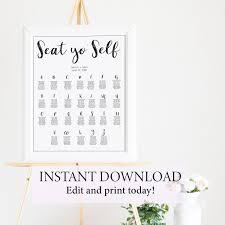 Custom Printable Wedding Seating Plan Chart Seat Yo Self