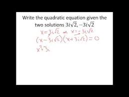Writing Quadratic Equations Given 2