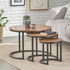 Set Of 3 Industrial Round Coffee Tables