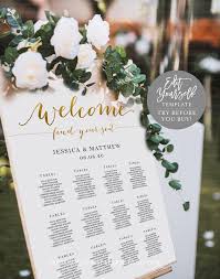 Gold Seating Chart Welcome Seating Chart Wedding Welcome Find Your Seat Seating Poster Fully Editable Try Before You Buy S1946g