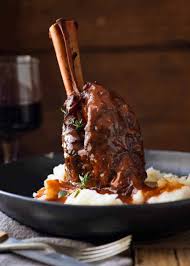slow cooked lamb shanks in red wine