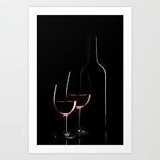 Red Wine Bottle And Two Wine Glasses On