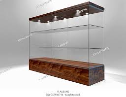 Empty Rectangular Glass Display Cabinet