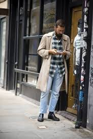 Light Blue Jeans With Beige Trenchcoat