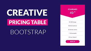 creative pricing table design using