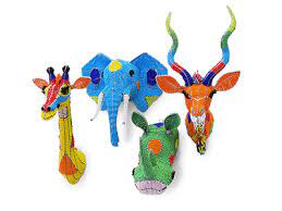Colourful Mini Animal Head Wall Decor Set