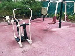 Manual Gym Equipments Fixed Around Rubber Flooring For Physical Workout And  Exercise To Keep Healthy Body Stock Photo, Picture And Royalty Free Image.  Image 146883794.